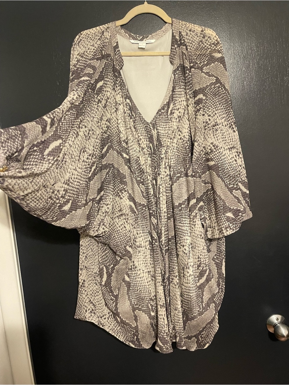 Diane Von Furstenberg Neutral Snake-Print V-Neck Tunic